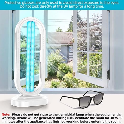 UV Light Sanitizer,UVC Home Disinfection Device 4-Speed Timing and Remote Control,Ultraviolet Light Sanitizer,UV Lamp for Whole Room,White