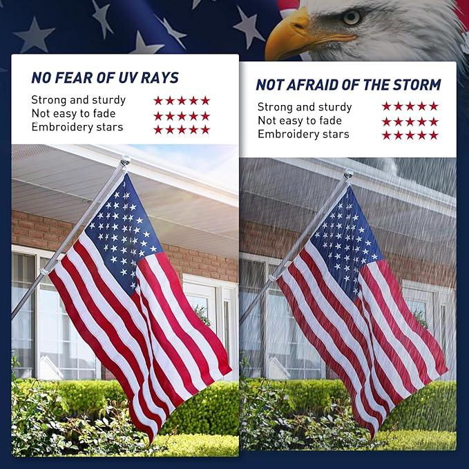American Flag, American Flags, American Flag 2x3 Outdoor, US Flags with Embroidered Stars, Vivid Color, Sewn Stripes, Brass Grommets (2 by 3 Foot)