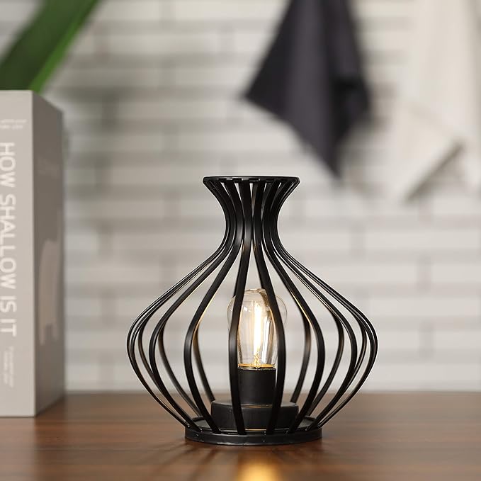 JHY DESIGN Decorations Outdoor Table Lamp Nightlight 7.5''High Modern Style Battery Powered Lamp with 6-Hours Timer Feature Decorative Bedside Lamp for Room Indoor Outdoor Table Garden Party
