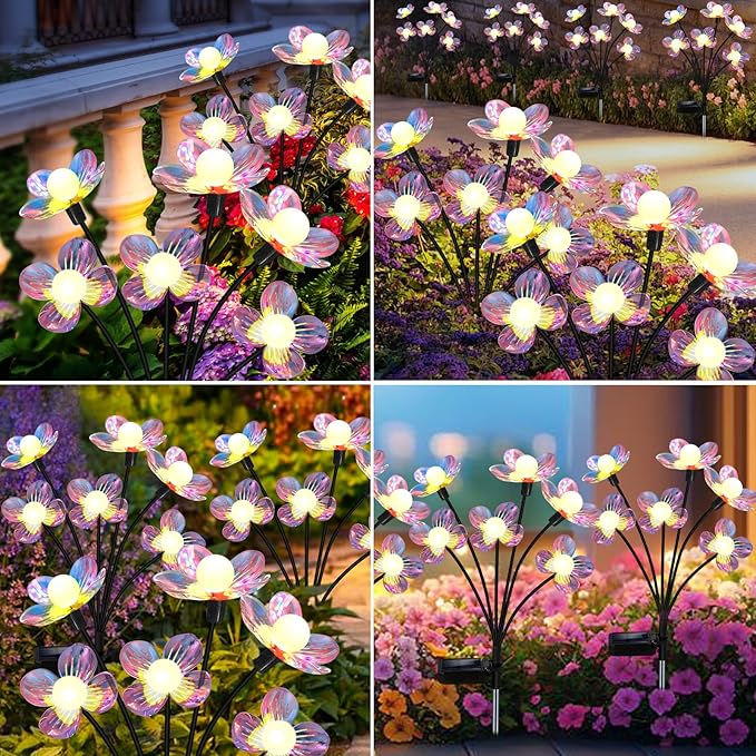 Solar Garden Lights Outdoor,New Upgraded Solar Firefly Lights Waterproof,Sway by Wind,Perfect Gardening Gifts for Women, Holiday Decoration