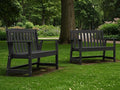 Ciokea 46" Heavy Duty Outdoor Bench Set of 2, HDPE Weatherproof Garden Bench, 2-Person Memorial Benches with 660 Lbs, Waterproof Patio Porch Benches for Outside Business Deck Office Backyard, Black