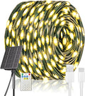 Solar Christmas Lights, 640 LED Solar String Lights 203ft 19 Modes Outdoor String Light for Xmas Trees, Festival, Balcony, Garden Decoration,Warm White