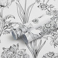 Dimoon 236"x17.3" Floral Peel and Stick Wallpaper White Contact Paper Waterproof Black Lines Wallpaper Vintage Flower Thicken Plant Self Adhesive Removable Wall Covering Shelf Liner Decal Vinyl Roll