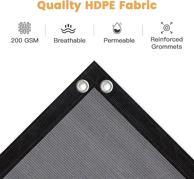 VICLLAX Shade Fabric Sun Shade Cloth with Every 2 FT Grommets for Patio Garden Pergola Cover Canopy 4x19 FT, Grey