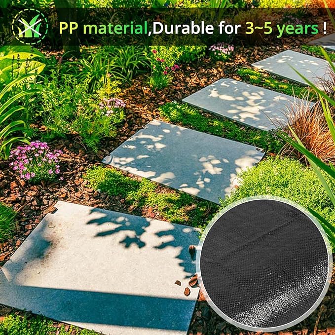 GOTGELIF 4×300FT Heavy Duty Weed Barrier, 3.2oz Premium Garden Weed Barrier Fabric, Ground Cover for Gardening, Farming, Landscape