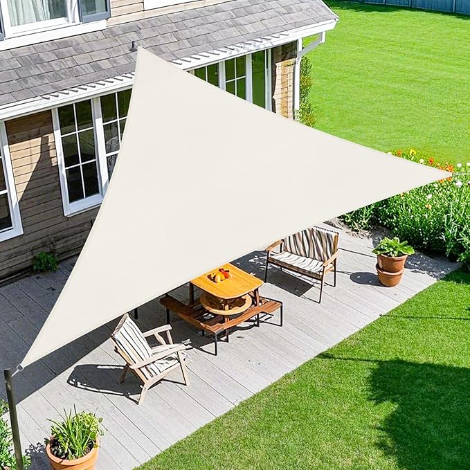 Amagenix Sun Shade Sail 14'X14'X19.8' Curved Edge Outdoor Shade Canopy Cream Breathable 95% UV Block Shade Cloth for Patio Garden Backyard (We Make Custom Size)