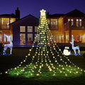 BlcTec Outdoor Christmas Decorations, 317 LED Christmas Lights with 9 Strands 11.9ft Waterfall Christmas Tree Lights, 8 Modes, Waterproof, Topper Star & Timer for Yard Patio Xmas Décor, Warm White