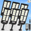 Solar Lights Outdoor Waterproof, 6500K 13000LM LED Dusk to Dawn Solar Street Light, Solar-Powered Flood Lights with Motion Sensor and Remote Control, Solares Parking Lot Light for Yard Walkway, 6-Pack