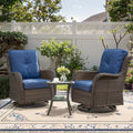 Outdoor Swivel Rcoker Patio Chair - 3 Pieces Wicker Swivel Glider Chairs with Side Table, Patio Furniture Set for Porch Deck Balcony Garden