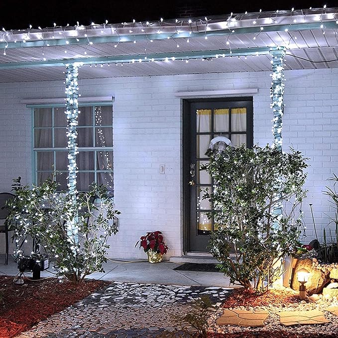 JMEXSUSS 800 LED White Christmas Lights Outdoor, 272ft 8 Modes Christmas Tree Lights Green Wire, Waterproof Led Christmas String Lights for Outside Indoor Xmas Party Tree Decor