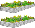 Land Guard 12×4×1ft Galvanized Raised Garden Bed Kit for Vegetables 2 Pack, Galvanized Super Large Metal Planter Raised Garden Boxes Outdoor