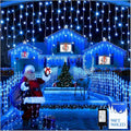 960 LED 98FT Christmas Lights Plug in 8 Modes with Timer Dimmable Christmas Decorations Outdoor Waterproof Indoor Curtain String Lights for Roof Garden Holiday Wedding Party Decor Blue