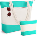 YOOLIFE Beach Bags for Women - Initial Tote Waterproof Bag with Makeup Bag, Mothers Day Gifts for Women Mom Friend Birthday
