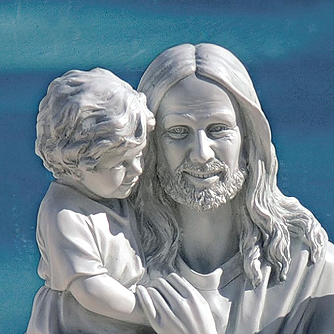 Design Toscano He Loves the Little Children Indoor/Outdoor Holy Religious Garden Statue, 28 Inches High, Cast Stone Resin, Antique Stone Finish