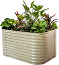 Vego garden 32" Extra Tall Raised Garden Bed Kits, 6 in 1 Modular Raised Planter Box for Vegetables Flowers Fruits Oval Metal Raised Garden Bed- Pearl White