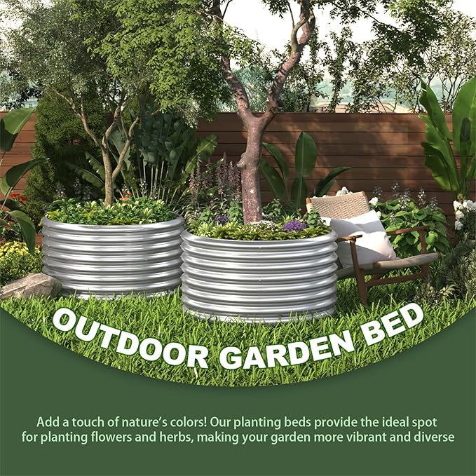 3 Pack 2x2ft Galvanized Raised Garden Bed Outdoor, Metal Garden Bed for Vegetables, Above Ground Garden Box for Flower, Steel Raised Beds for Gardening - 2FTx2FTx10inch
