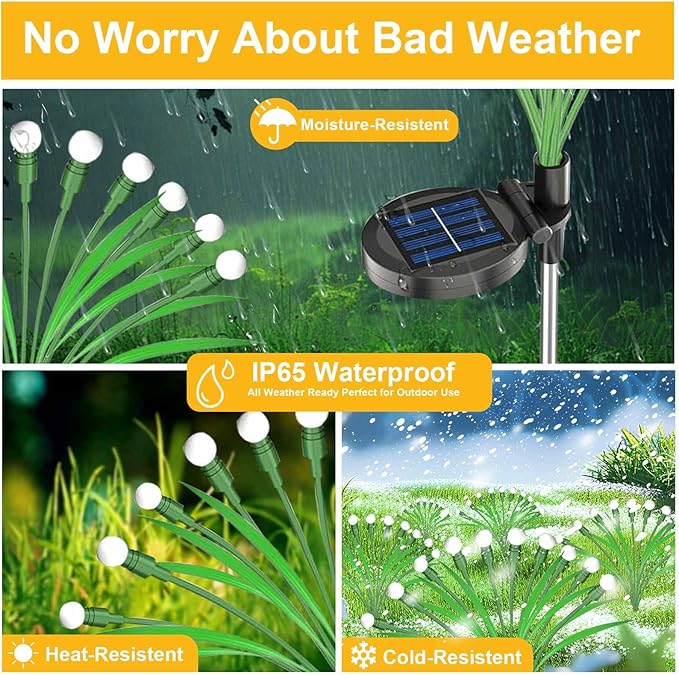 ZGWJ Solar Firefly Lights 2 Pack 20 LED, New Upgraded Solar Swaying Light with Leaves, Waterproof Solar Outdoor Lights for Garden Patio Pathway Outdoor Decor Halloween Christmas Decoration Warm White