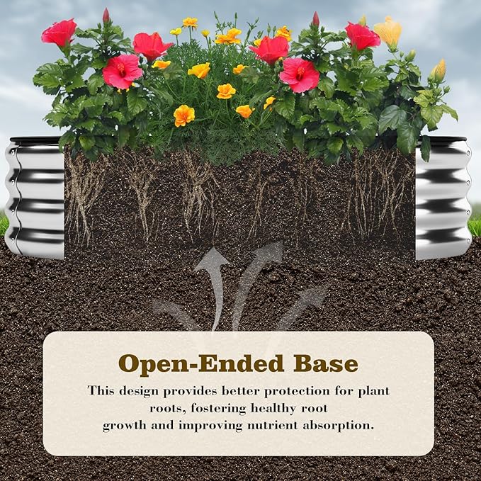 Galvanized Metal Planter Raised Garden Bed Kit for Gardening Outdoor，4x2x1ft Planter Grow Garden Box Raised Flower Bed