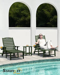 Chaise Lounge Outdoor with Wheels, Adjustable 6-Position Chaise Lounge Outdoor, Patio Lounge Chair for Poolside Backyard, Green