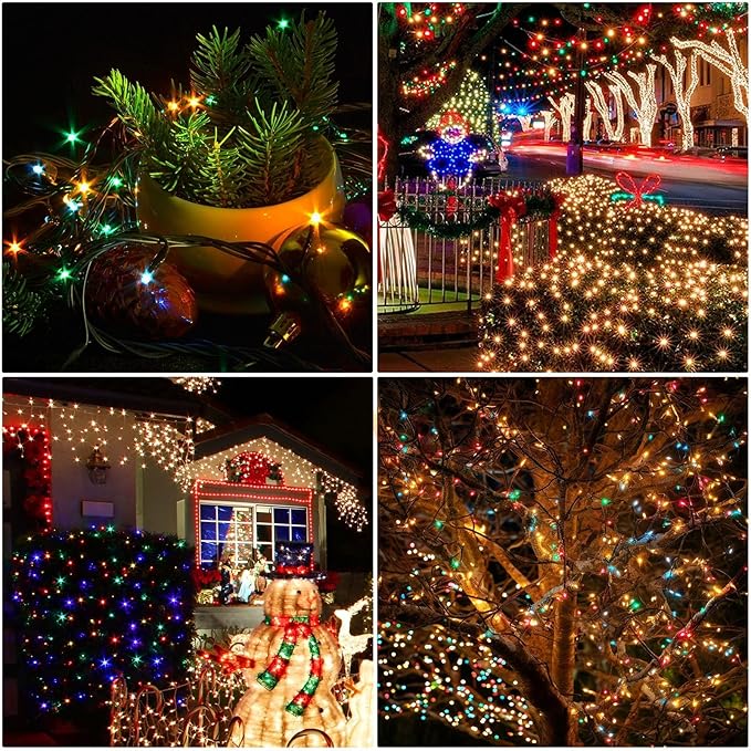 2 Pack Solar String Lights Outdoor, 200 LED Extra-Long 78 FT Solar Christmas Lights Outdoor with 8 Lighting Modes, IP65 Waterproof for Garden, Xmas, Balcony, Wedding, Party (Multicolor)