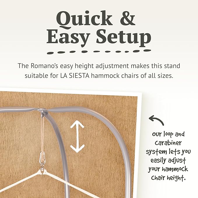 LA SIESTA - XL King Habana Cotton Hammock & Romano Steel Stand - Indoor Outdoor Hanging Chair Swing for Bedroom Porch Balcony - Boho Hanging Chair - Onyx