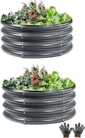 2Pack 2x2 FT Round Raised Garden Bed, Galvanized Planter Raised Beds for Outdoor Vegetables, Flowers & Herbs, Heavy-Duty Metal Raised Garden Beds, Rust-Resistant & Easy Assembly (Grey)