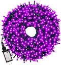 Christmas Light 1000 LEDs 336ft Green Cable Wire Fairy String Tree Twinkle Lights IP44 Waterproof 12 Modes for Christmas Party, Halloween, Outdoor, Garden, Wedding, Home Decoration (Purple)