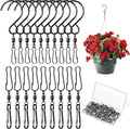 Jetec Wind Spinner Swivel Hooks 360 Degree Dual Spinning Windsock Chime Supplies Hanger Swivels Clip Hanging Hooks with Storage Box for Wind Spinners Supply, 2 Styles (Black,30 Pieces)