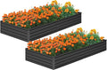 MGNO 2pcs 8x4x1FT Galvanized Raised Garden Bed-Outdoor Planter Box for Vegetables-Metal Garden Bed,Rectangle Planting Box for Herb,Flower,Black