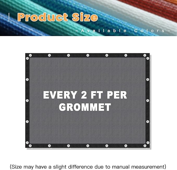 VICLLAX Shade Fabric Sun Shade Cloth with Every 2 FT Grommets for Patio Garden Pergola Cover Canopy 11x16 FT, Grey