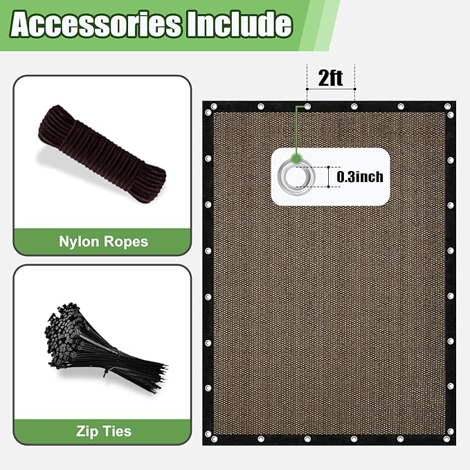 Outdoor 90% Sun Shade Cloth with Grommets, 14 X 21 FT Pergola Shade Cover for Garden Patio Carport Kennel Swimming Pool, Mocha (We Make Custom Size)