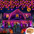 Hezbjiti 2Pack Total 800LED Halloween Lights Purple Orange Icicle Lights 32.8FT Halloween String Lights Outdoor Decoration 8 Modes 75 Drops Fairy Lights for Eaves Party Yard Garden Halloween Decor