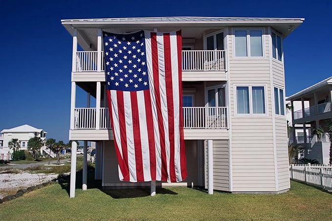Homissor American Flag 10x19 Ft US Flags - USA Large United State Flag Heavy Duty Outdoor Embroidered Stars for All Weather High Wind Sewn Stripes With 5 Brass Grommets