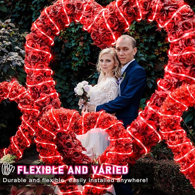 Rope Lights for Outside, 100FT 300 LED Plug in Christmas Lights Outdoor with Waterproof 8 Modes, Connectable String Twinkle Light for Indoor House Patio Garden Pool Wedding Decorations, Red