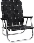 Lawn Chair USA Folding Aluminum Outdoor Patio Lawn Chair | Heavy-Duty Webbed Chairs for Camping, Sports, Beach, Yard & Tailgating | Lightweight Portable | High Back Beach Chair - Midnight