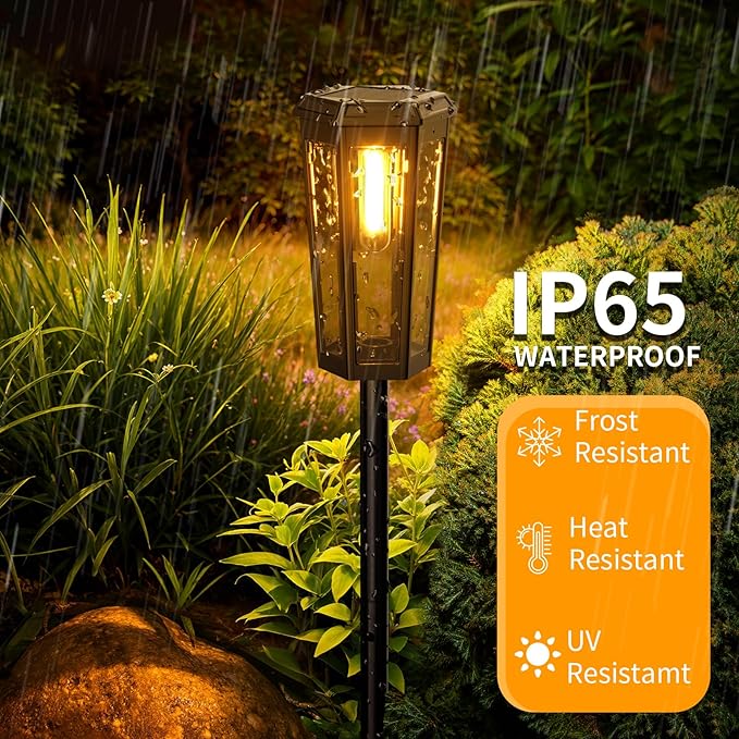 KINKAI Solar Pathway Lights Outdoor - 6 Pack Solar Garden Lights Driveway Light Landscape Lighting for Outside Walkway Patio Sidewalk Yard (Warm Light)