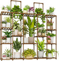 Bamworld Plant Shelf Large Plant Stand Indoor 62.2" Tall Outdoor Plant Holder Wood for Multiple Plants Hanging Plant Rack for Living Room Garden Balcony