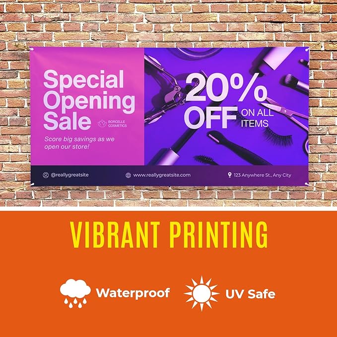 Personalized Vinyl Banner 8' x 30' – Custom Full Color 13oz Sign for Business, Graduation, Birthday Parties – Indoor/Outdoor Use – Add Text, Photos & Graphics – High-Definition Print