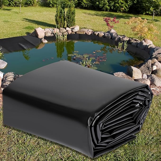 Pond Liners 20 x 25 Feet, Easy Cutting LDPE Pond Liner 20 Mil, High Preformed Koi Pond Liner for Ponds, Streams, Fountains and Garden Waterfall