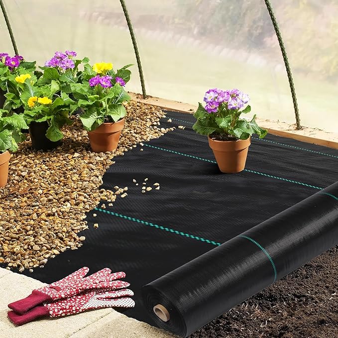 6ftx600ft Heavy Duty Weed Barrier Landscape Fabric – Durable Woven Driveway Garden Cloth for Weed Control, Ground Cover, Landscaping – Long-Lasting Geotextile Fabric – 3.2oz