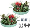 Galvanized Metal Planter Round Raised Garden Bed Kit for Gardening Outdoor，3x3x1ft 2PC Grow Garden Box Raised Flower Bed，Round Galvanized Planter Outdoor Large Metal Fire Pit Ring Green