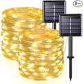 JMEXSUSS 2 Pack Solar String Lights Outdoor Waterproof, Each 33FT 100 LED Warm White Christmas Lights, Waterproof 8 Modes Copper Wire Solar Fairy Light for Outside Patio Tree Yard Garden Decorations