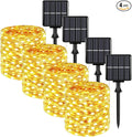 Extra-long 288FT 800LED Solar Fairy String Lights, 4-Pack 72FT 200 LED Outdoor Twinkle Lights Waterproof, 8 Lighting Modes, Warm White Copper Wire Lights for Deck Backyard Tree Garden Fence Pool Party