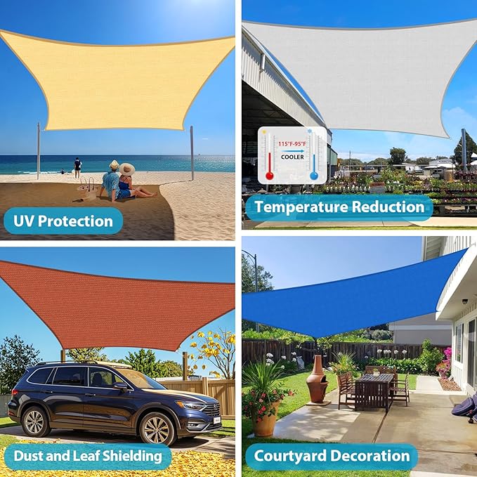 Amagenix Sun Shade Sail 4'X6' Curved Edge Outdoor Shade Canopy Turquoise Breathable 95% UV Block Shade Cloth for Patio Garden Backyard (We Make Custom Size)