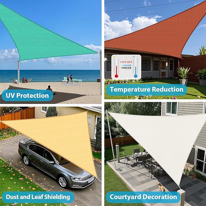 Amagenix Sun Shade Sail 8'X8'X8'Curved Edge Outdoor Shade Canopy Mixed Turquoise Breathable 95% UV Block Shade Cloth for Patio Garden Backyard (We Make Custom Size)