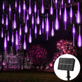 Purple Solar Meteor Shower Lights, 116 Inches 20 Tube 720 LED With 16 Tubes, Icicle Fairy String for Christmas Decorations Tree Party Yard