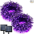 JMEXSUSS 2 Pack Purple Solar Lights Outdoor Waterproof: Each 100 LED 33ft Purple Solar Christmas Lights - 8 Modes Solar Christmas Lights for Outside Tree Holiday Garden Party