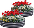 KING BIRD Raised Garden Bed Galvanized Round Planter Box Outdoor for Gardening, Plants, Vegetables, Flowers, Dark Grey, 47x47x12 in 2 Packs