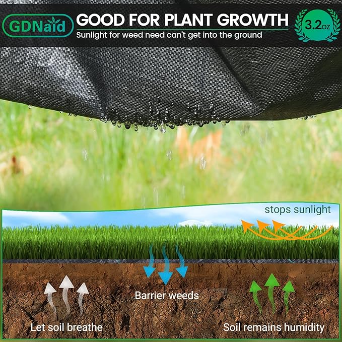 Weed Barrier Fabric 5ftx100ft Landscape Fabric, 3.2oz Weed Barrier Fabric Weed Fabric, Garden Landscaping Fabric