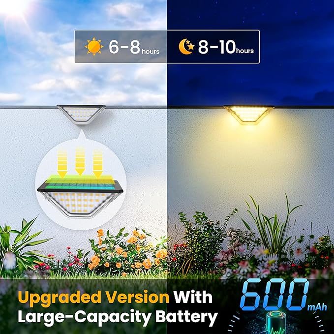 SOLPEX Solar Step Lights Outdoor,Solar Deck Lights for Outside,Two-Sided Stair Lights with 33 LEDs,Waterproof IP65 for Garden,Fence,Deck,Steps,Stair,Porch（10 Pack,Warm White）